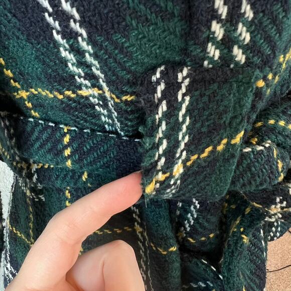 Vintage Y2K Charlotte Russe Button Up Jacket Small Green Plaid Academia Belted - Picture 3 of 9